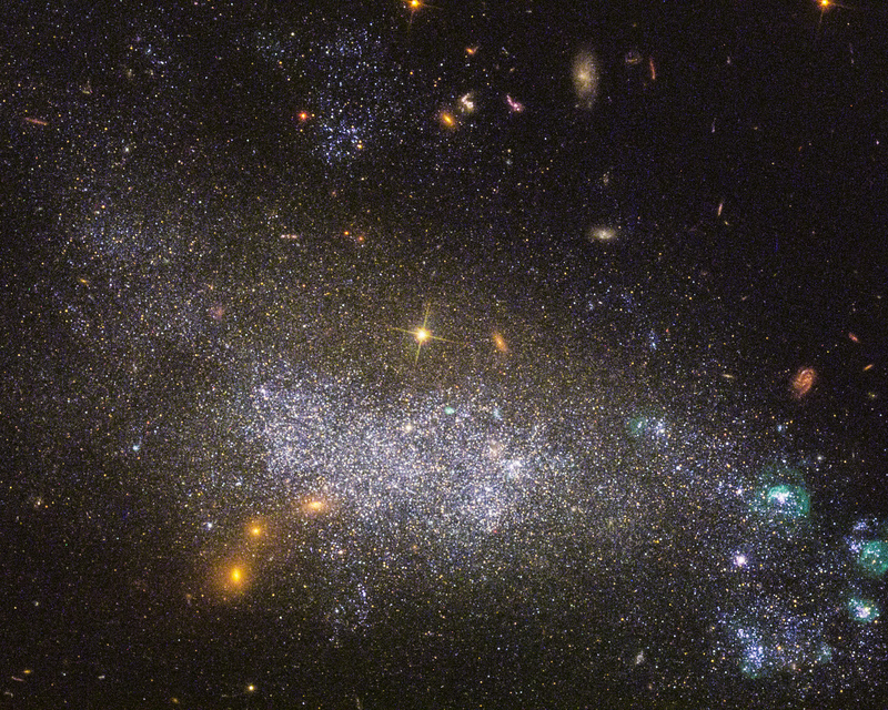 Dwarf galaxy DDO 68, also known as UGC 5340, lies about 40 million light-years away from Earth.